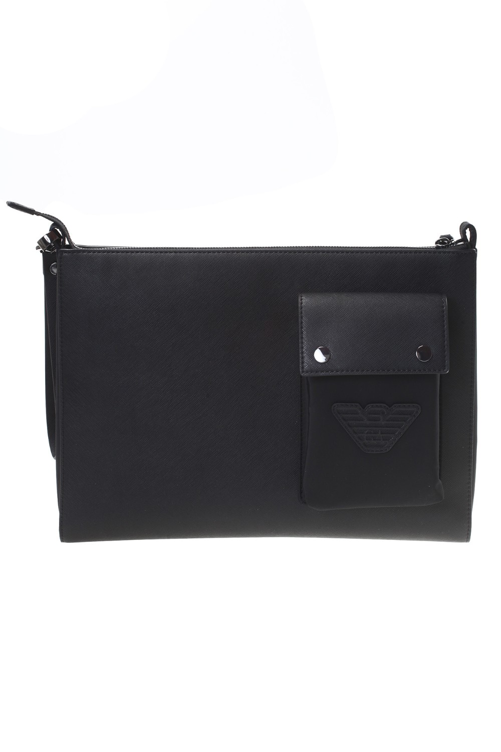 shop EMPORIO ARMANI  Pochette: Emporio Armani pouch in pelle rigenerata, stampa saffiano.
Provvista di pratica polsiera, removibile.
Logo aquila tono su tono con effetto 3D.
Chiusura con zip.
Manico singolo.
Tasca esterna con bottoni automatici.
Dimensioni: 33 x 24 x 4 cm.
Composizione: 100% poliuretanica(Ogni prodotto realizzato in pelle rigenerata è il frutto di un processo ecosostenibile che sfrutta il riutilizzo delle rimanenze delle pelli, lavorate e assemblate in totale assenza di colla e con attenzione al risparmio idrico).
Fabbricato in Cina.. Y4R406 Y216J-81073 number 2847128